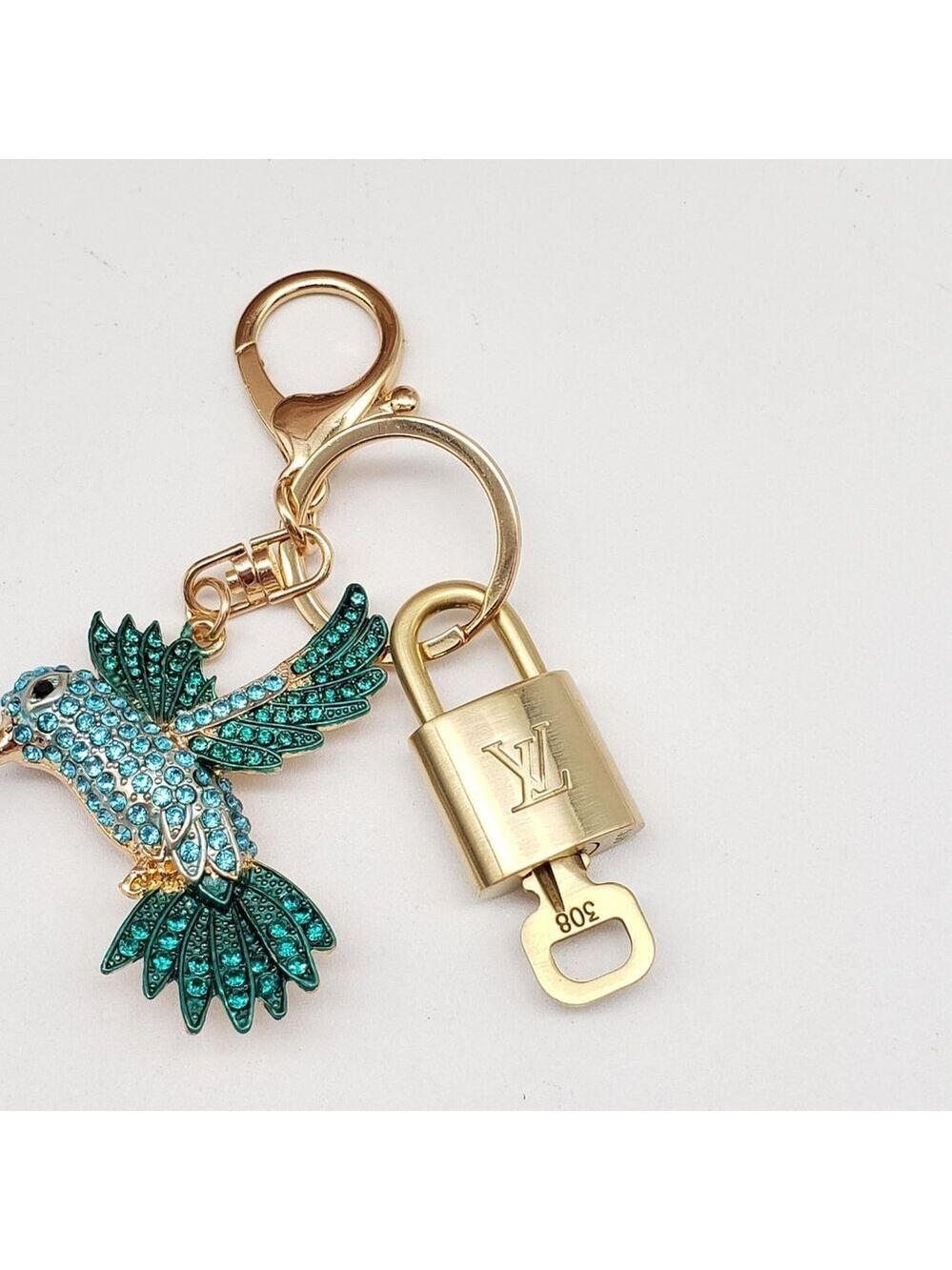 Authentic Louis Vuitton Lock & Key Gold ✨ Unbranded Bird Keychain Bag Charm LV - Picture 5 of 7